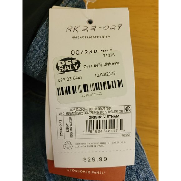 Over Belly Distressed Skinny Maternity Jeans Ingrid & Isabel Maternity Size 00 - Picture 6 of 11